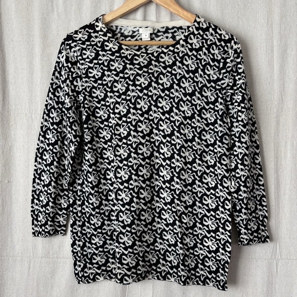J. Crew Black and White Blouse with Long Sleeves